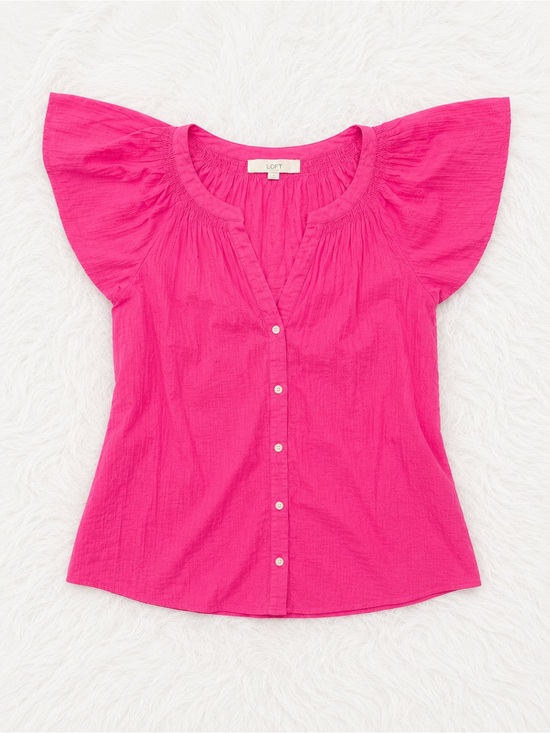 LOFT Tops - LOFT Hot Pink Flutter Sleeve Blouse Small | Cottagecore Boho Feminine Summer Top